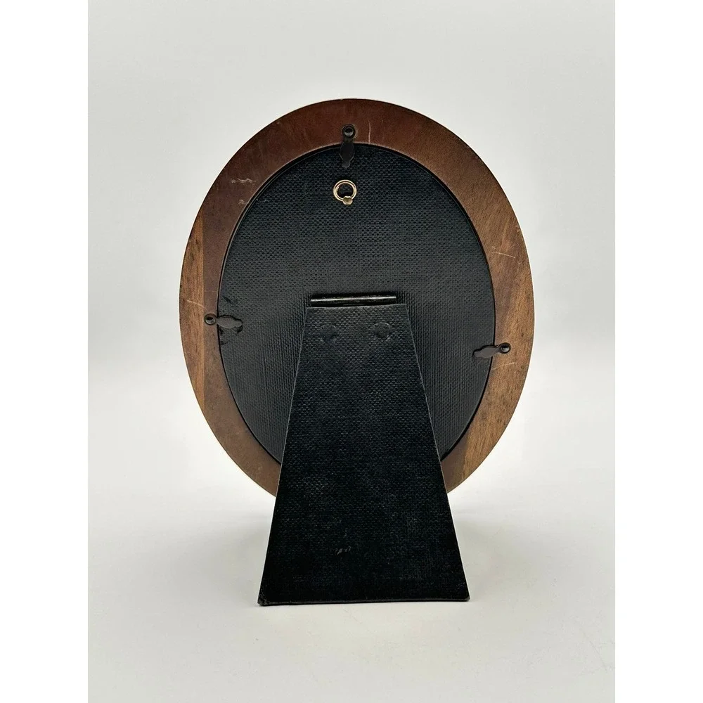 Vintage 8x6 Oval Wooden Picture Frame Brown Mahogany Tone Tabletop Wall Decor